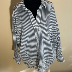 Zara Gray and White Striped Shirt